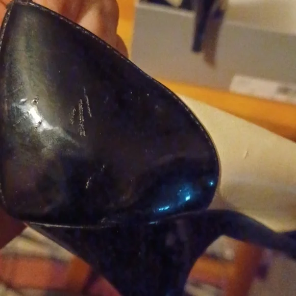 Franco Sarto Women's Crash Black/White Leather Peep Toe Slip On Pumps - Sz 8.5M - Picture 12 of 12